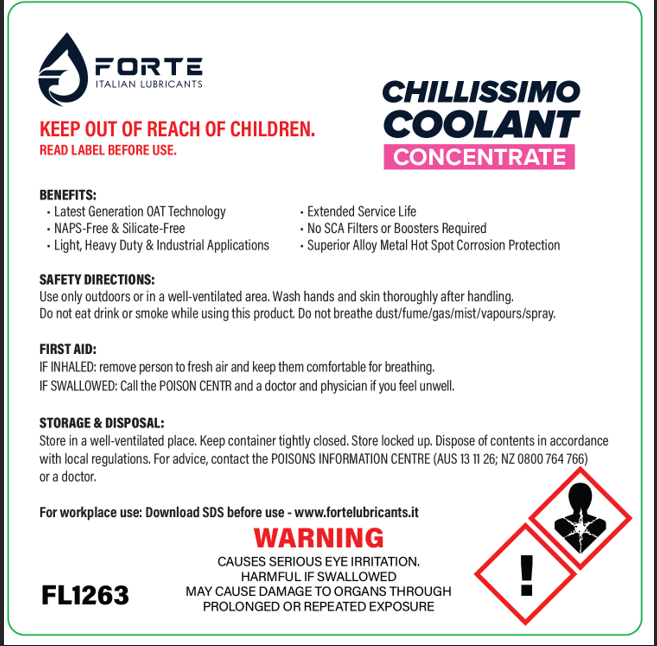CHILLISSIMO COOLANT CONCENTRATE PINK 20L FORTE ORGANIC LING LIFE