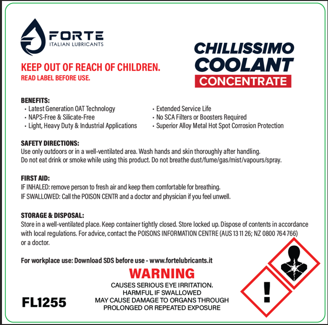 CHILLISSIMO COOLANT CONCENTRATE RED 20L FORTE ORGANIC LING LIFE