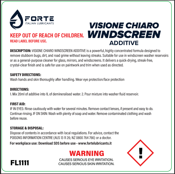 VISION CHIARO WINDSCREEN ADDITIVE 20L FORTE