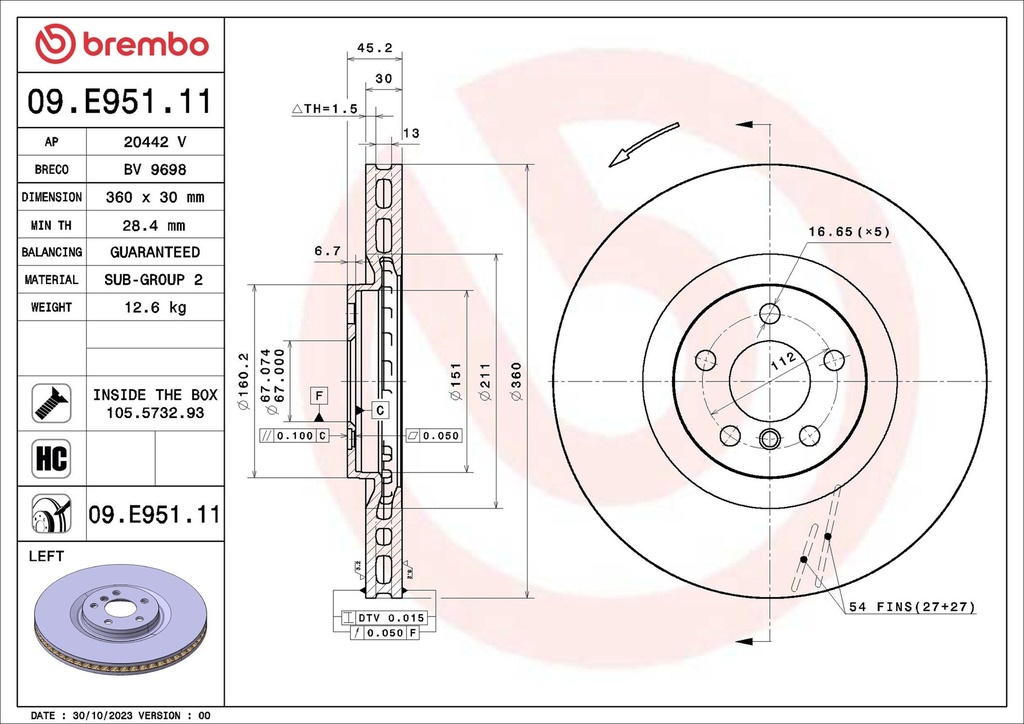FRONT DISC LH BREMBO BMW [In preparation]