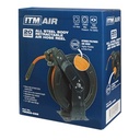 ITM STEEL RETRACTABLE AIR HOSE REEL, 10MM X 20M HYBRID POLYMER AIR HOSE WITH 1/4" BSP MALE FITTINGS