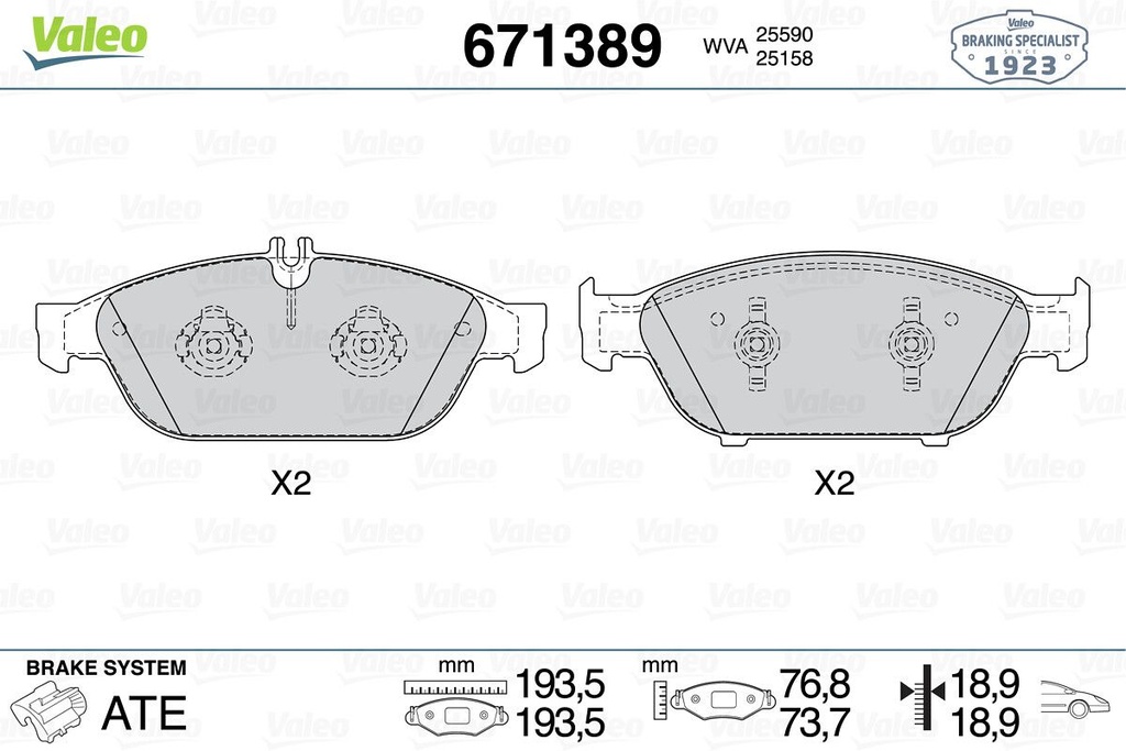 FRONT PADS VALEO MERC
