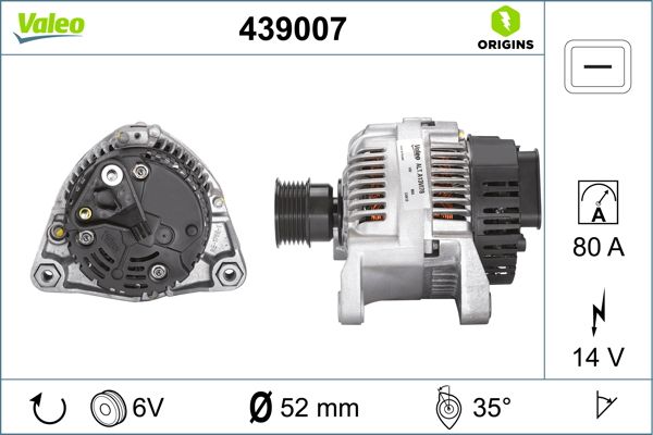 ALTERNATOR VALEO 80A M42/M43/M44 9/93->