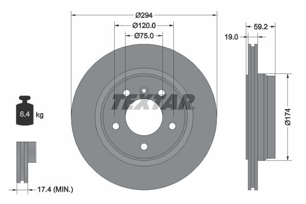 REAR DISC 294MM TEXTAR BMW