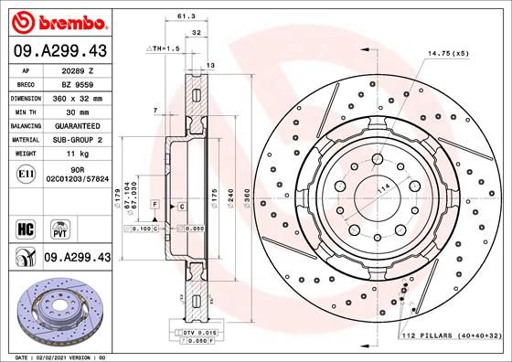 FRONT DISC BREMBO MASERATI DUAL-CAST