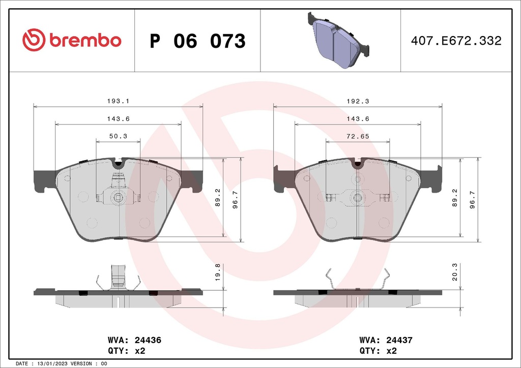 PADS FRONT BREMBO BMW