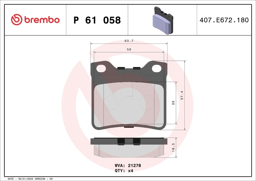 PADS REAR BREMBO PSA [DNO]