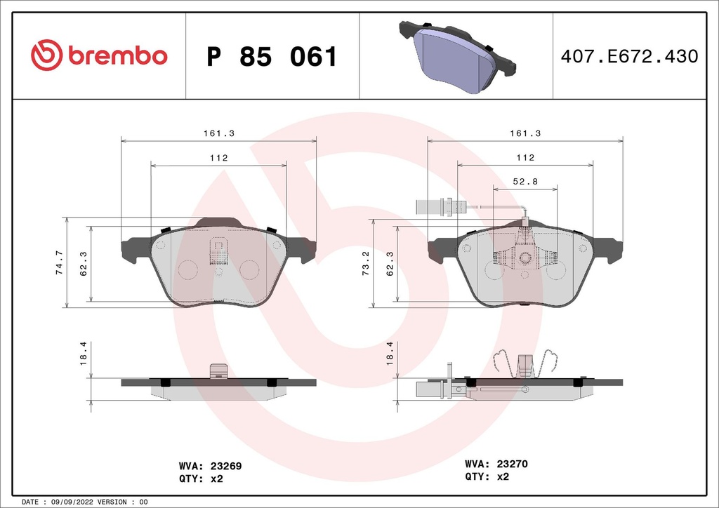 PADS FRONT BREMBO VAG
