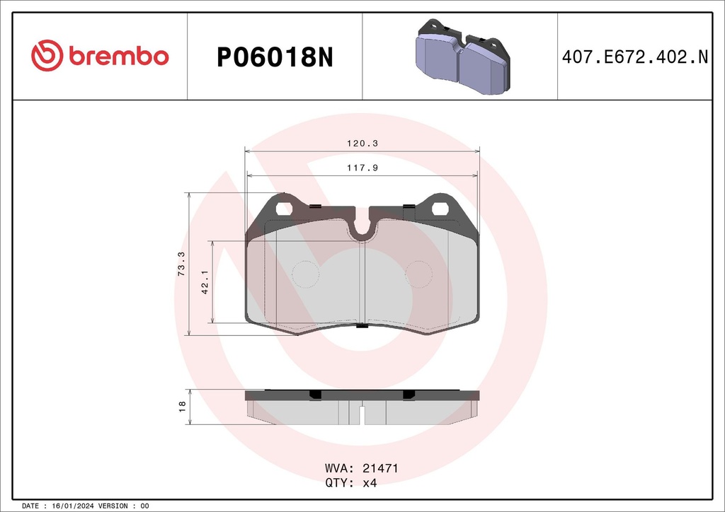 PADS FRONT NAO TECH BREMBO BMW