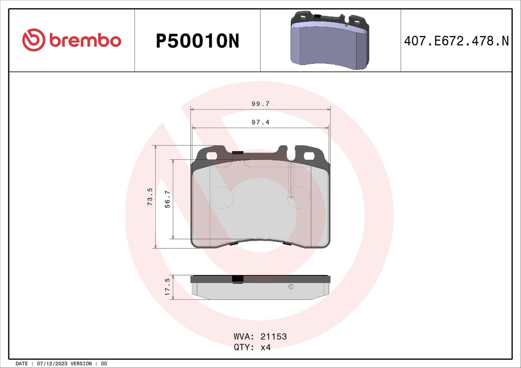 PADS FRONT BREMBO MERC