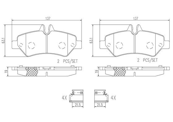 PADS REAR W/O SENSOR BREMBO MERC