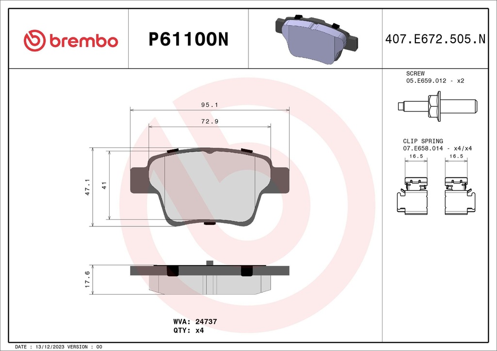 PADS REAR BREMBO PSA