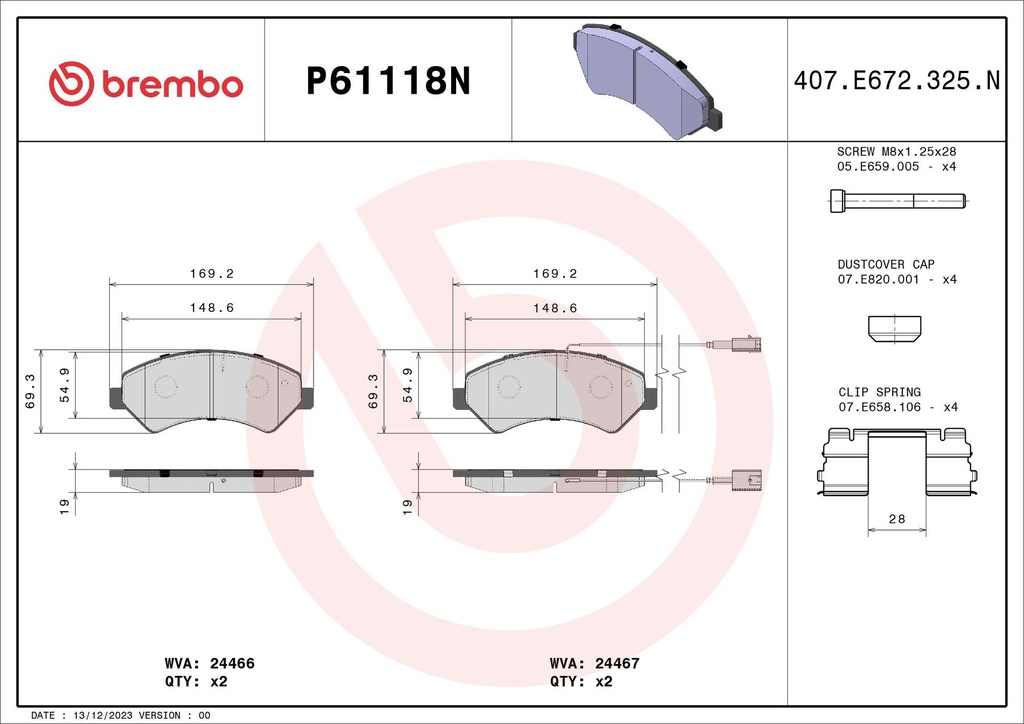 PADS FRONT BREMBO FIAT