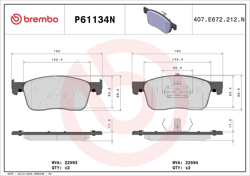 PADS FRONT BREMBO PSA