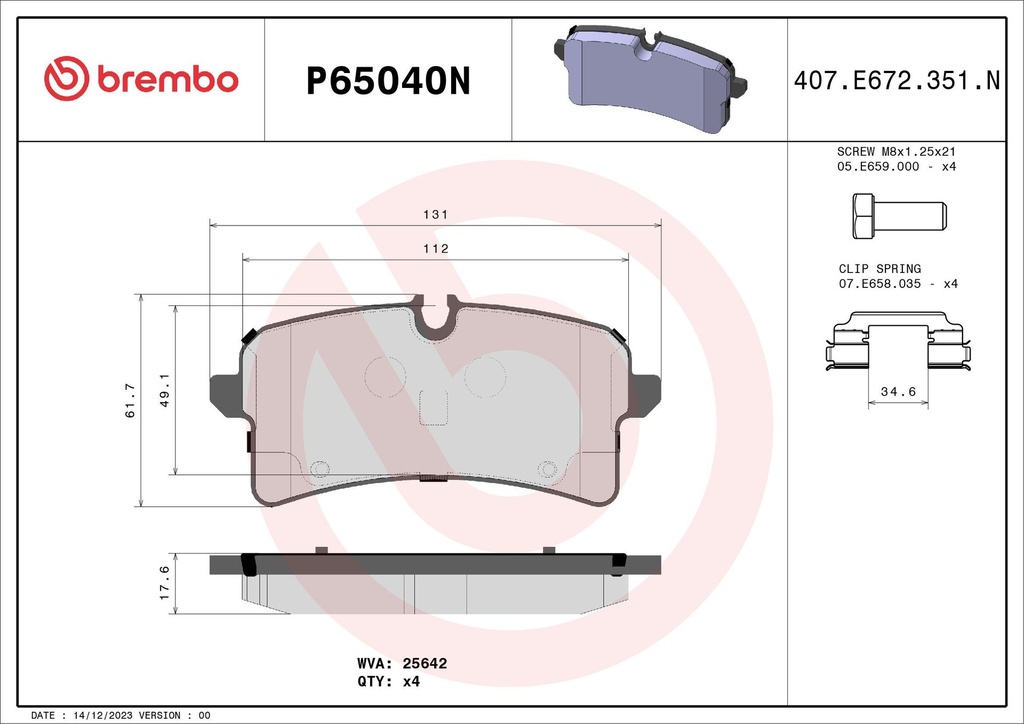 PADS REAR BREMBO PORSCHE