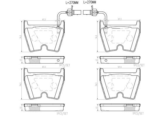 PADS FRONT W/SENSOR BREMBO VAG