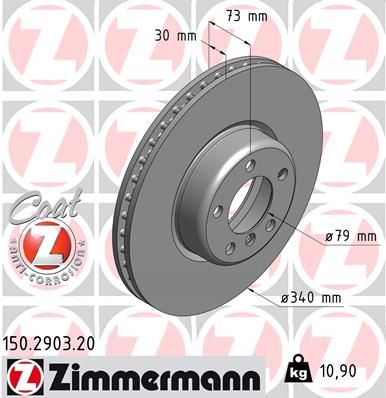 FRONT DISC 340MM ZIMMERMAN BMW 1-PCE DIS