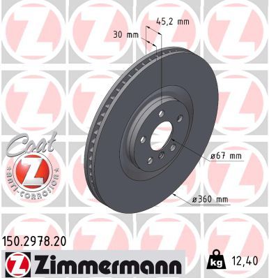 FRONT DISC RH ZIMMERMANN BMW 360MM