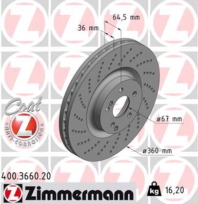 FRONT DISC 360MM ZIMMERMANN MERC