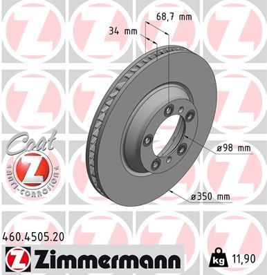 FRONT DISC RH 350MM ZIMMERMANN PORSCHE