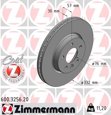 FRONT DISC 332MM ZIMMERMANN VAG