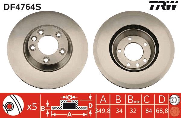 FRONT DISC 350MM LH TRW VAG