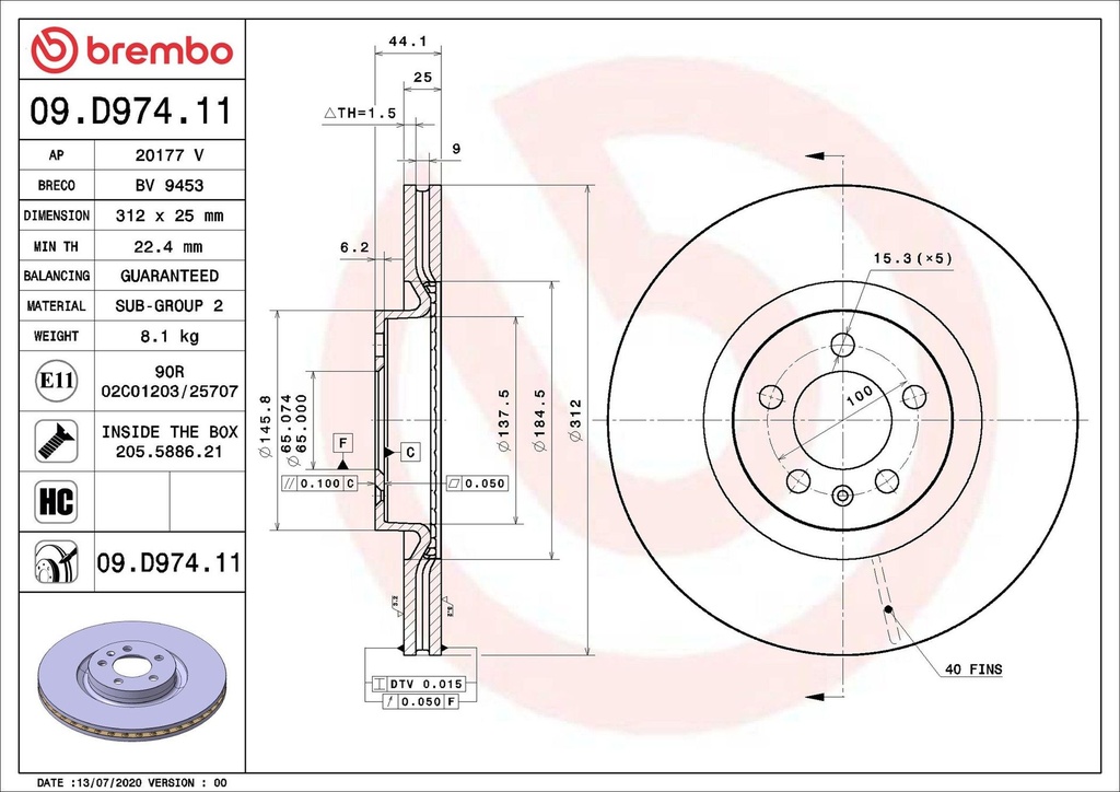 FRONT DISC 312MM BREMBO VAG [N/A]