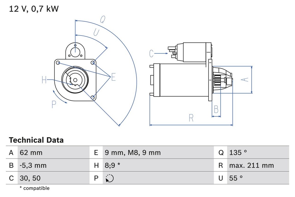 STARTER MOTOR BOSCH PSA
