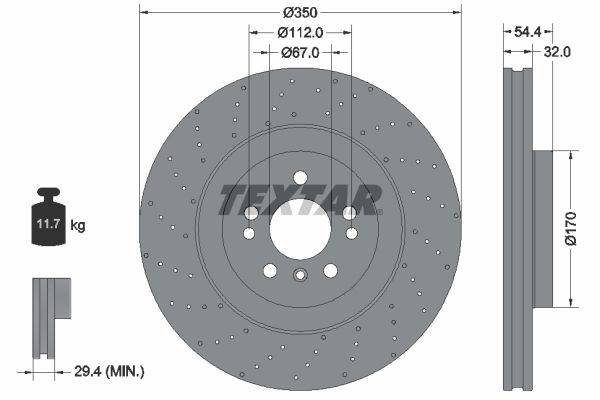 FRONT DISC 350MM TEXTAR MERC