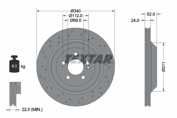 REAR DISC 340MM TEXTAR MERC