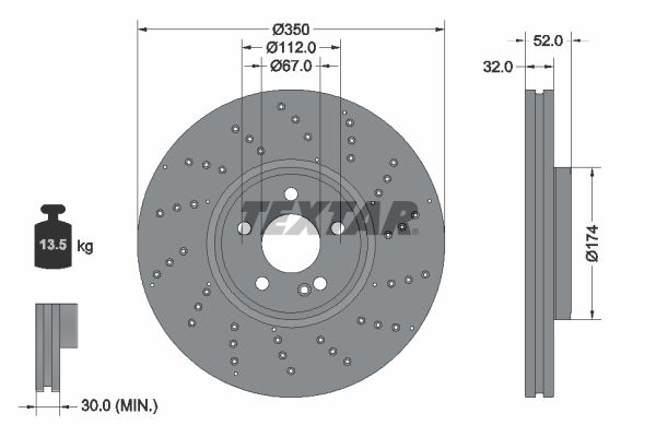 FRONT DISC TEXTAR MERC 350MM