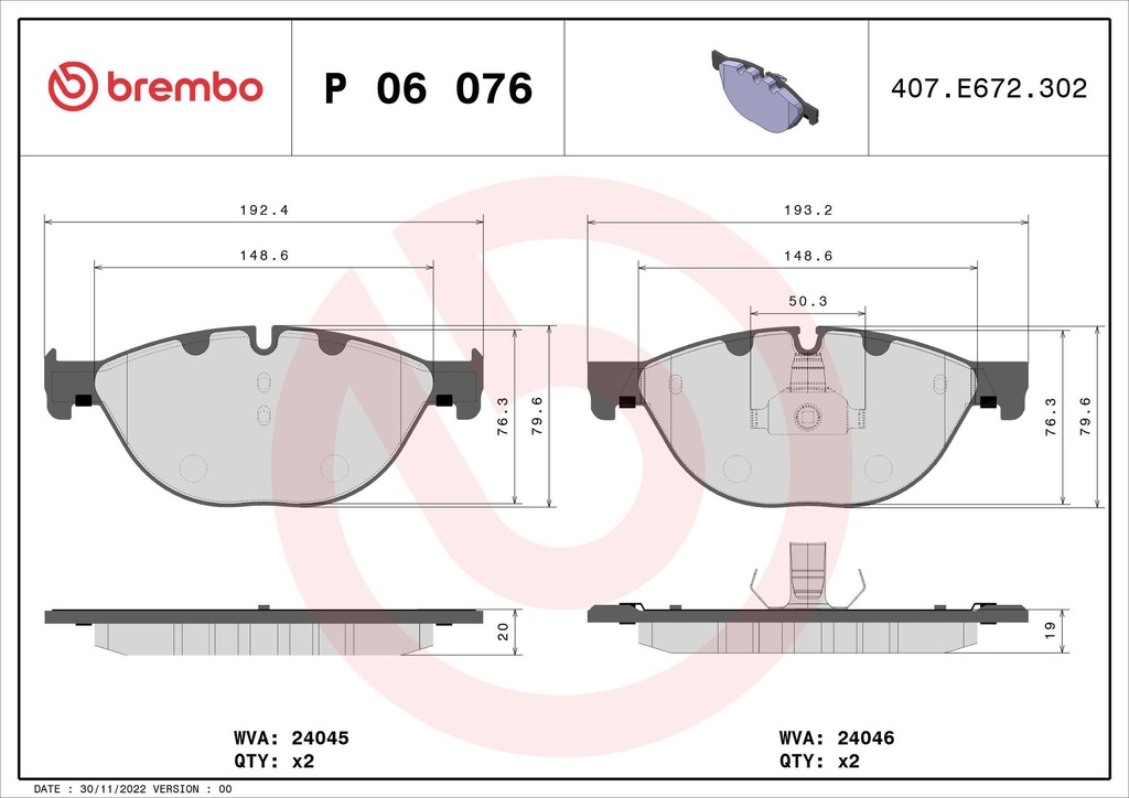 PADS FRONT BREMBO BMW