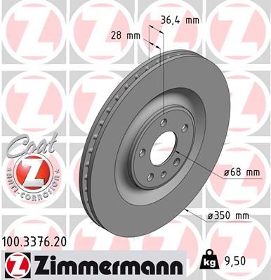 REAR DISC 350MM ZIMMERMANN VAG