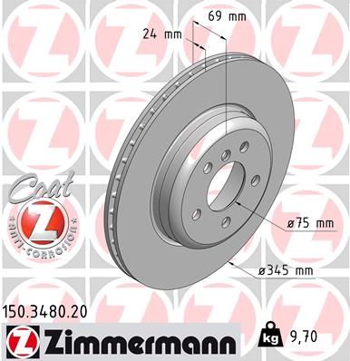 REAR DISC 345MM ZIMMERMAN BMW 1 PCE DISC