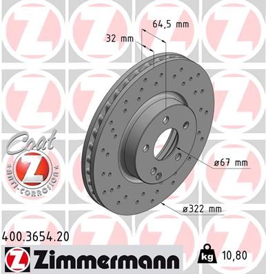 FRONT DISC 322MM XDRILLED ZIMMERMANN MER