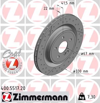 REAR DISC 330MM XDRILLED/SLOTTED ZIM MER