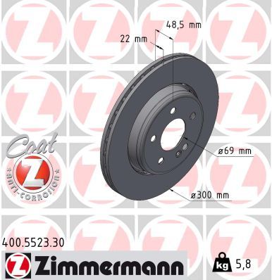REAR DISC 300MM ZIMMERMANN MERC 49MM
