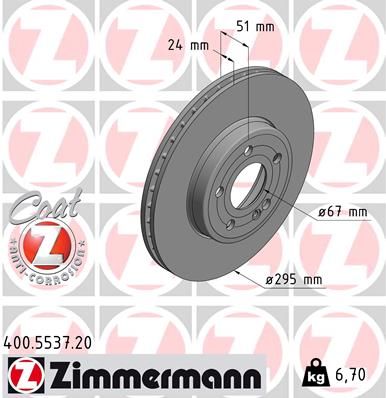 FRONT DISC ZIMMERMANN MERC 295MM