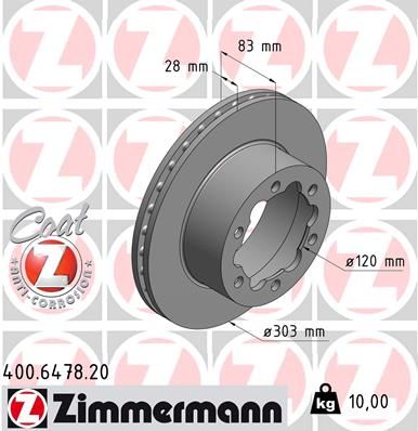 REAR DISC 303MM ZIMMERMANN MERC