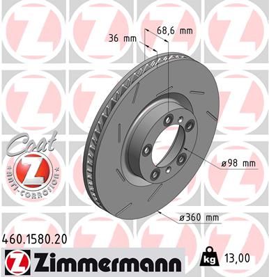 FRONT DISC 360MM LH ZIMMERMANN VAG