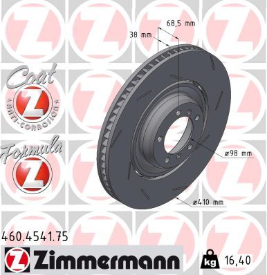 FRONT DISC RH 410MM ZIMMERMAN PORSCHE