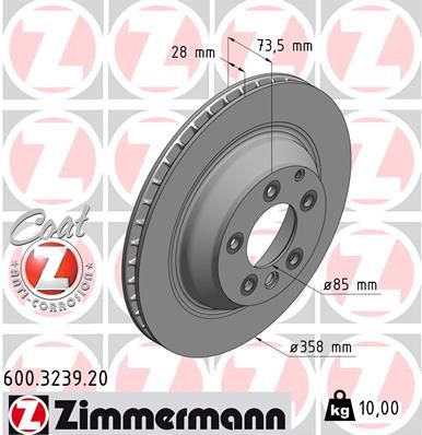 BRAKE DISC REAR 358MM ZIMMERMAN VAG