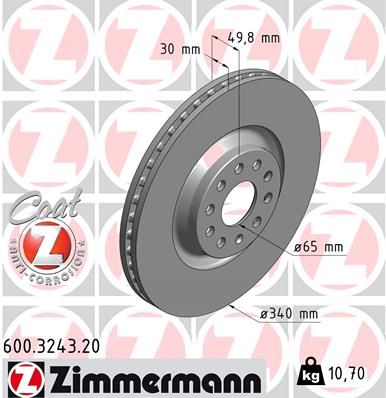 FRONT DISC 340MM ZIMMERMANN VAG