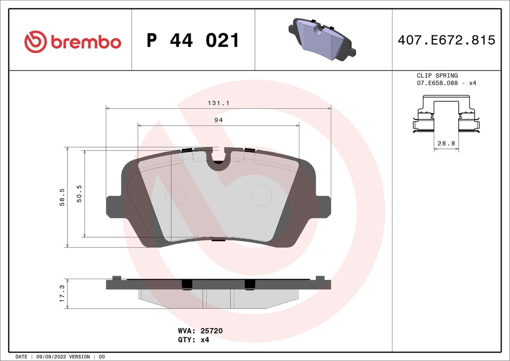 REAR PADS BREMBO LAND ROVER