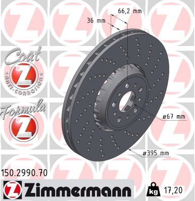 FRONT DISC RH 395MM ZIMMERMANN BMW