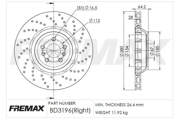 REAR DISC RH 380MM FREMAX BMW