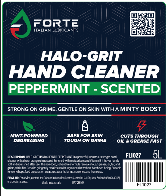 HALO-GRIT HAND CLEANER 5L FORTE PEPPERMINT-SCENTED GRID (COMES WITH PUMP)