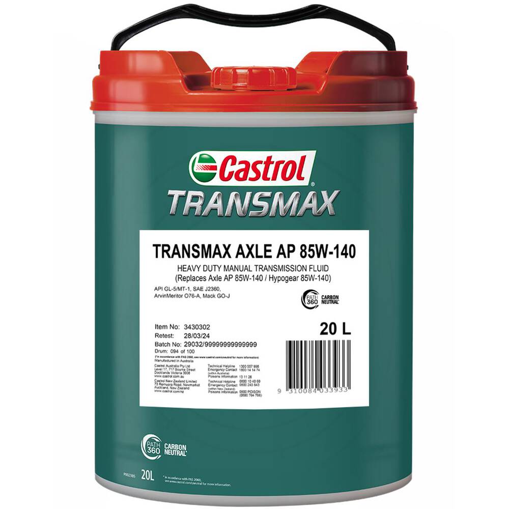 GEAR OIL 20L 85W140 TRANSMAX AXEL AP CASTROL