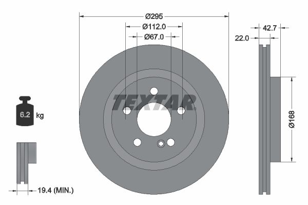 REAR DISC 295MM TEXTAR MERC