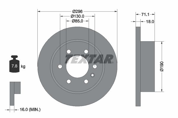 REAR DISC 298MM TEXTAR MERC